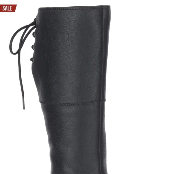 Harley-Davidson Black Knee-High Lace-Up Heeled Boots - Picture 12 of 12